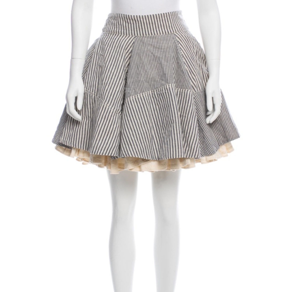 All Saints Blue and White Striped Steampunk Skirt